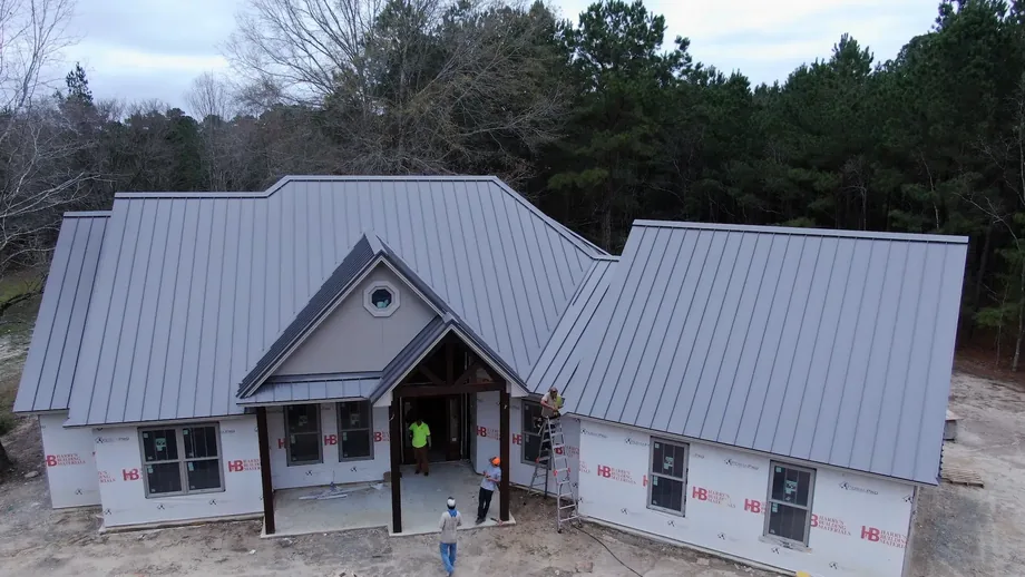 New house with a new metal roof