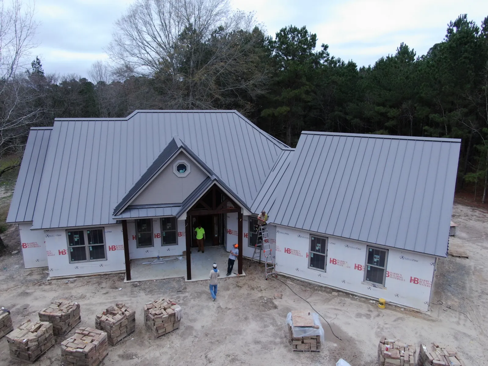 Standing seam metal roof on a new construction home in East Texas